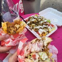 Amazing!  Gyros on a Pita and Falafel fries at Vegan On The Fly in New York City