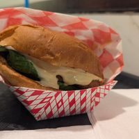 Crispy chicken sandwich at Vegan On The Fly in New York City