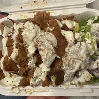 Platter with seitan  at Vegan On The Fly in New York City