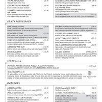Bistro menu at Hotel du Vin in Exeter