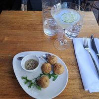 Arancini balls and gimlet at Funghi E Tartufo in Melbourne