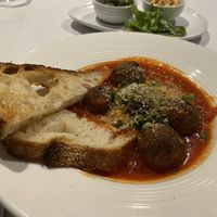 Polpette alla pizzaiola- meatballs in a tomato-based sauce. The sauce I thought was a bit basic but the meatballs were flavourful, meaty, and rich.  at Funghi E Tartufo in Melbourne