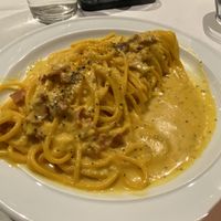 Spaghetti carbonara $34- this was a bit disappointing. It took forever to come out and the pasta was undercooked and over-salted. Unpleasantly salty and peppery.   at Funghi E Tartufo in Melbourne