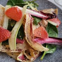 Feb 11, 23 Chicory Salad veganized when asked at Mirbeau Inn & Spa in Skaneateles