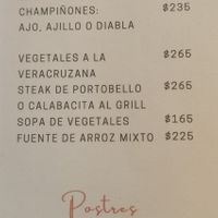 Menu at LA GAVIOTA in Zihuatanejo