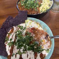 Southwest Quinoa Bowl and chickpea tikka masala  at Hartwood in Tulum