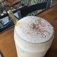 Lavender mate-latte  at Hartwood in Tulum