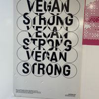 Vegan strong sign inside  at Odd Burger in Hamilton