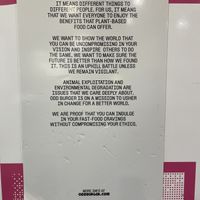 Ethical stance sign inside   at Odd Burger in Hamilton