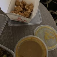 Chicken Bites / Satay Sauce  at Vegan Green Kitchen in Manchester