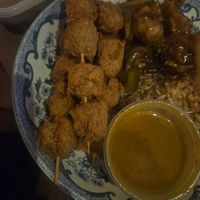 Chicken satay at Vegan Green Kitchen in Manchester