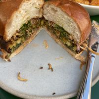 Inside the veggie crunch burger  at Neat - Victoria in South West London