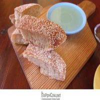 bread and olive oil at Earth Cafe - Derb Nakouss in Marrakech