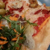 Pizza paired with my home made salad at Avanti in Stevensville