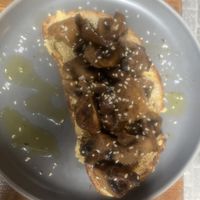 Hummus mushroom toast  at LUWAK in Gran Canaria