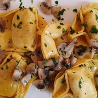 Mushroom tortellini (vegetarian, not vegan) at Bio 72 in Bari