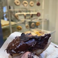 Uffff chocolate donut  at Areca Bakery in Barcelona