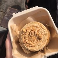 Hazelnut/“nutella” doughnut  at Areca Bakery in Barcelona