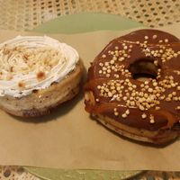 Nutella and toffee doughnuts at Areca Bakery in Barcelona