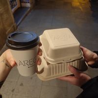Take away boxes at Areca Bakery in Barcelona