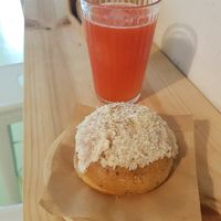 Coconut lemon and strawberry lemonade at Areca Bakery in Barcelona