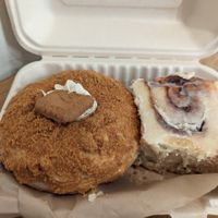 Biscoff Cream donut and Cinnamon Bun at Areca Bakery in Barcelona