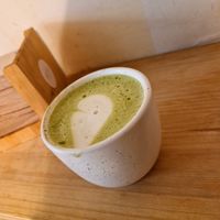 Matxa latte at Areca Bakery in Barcelona