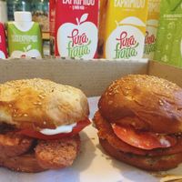Chori burger  at Almacen de la Plaza Vegan in Buenos Aires