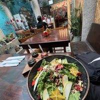 Salad with frutas  The choice of three custom “salsas” was an extra-special touch!  at Yegolé Termopolio in Oaxaca