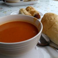 Home made tomato soup at Hillside Shire Horse Sanctuary Cafe in West Runton