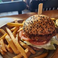 Eggplant burger at Saint John Craft Beer Bar in Launceston