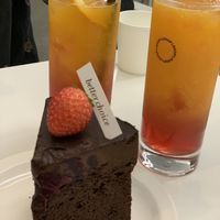 Chocolate avocado brownie cake + orange sunrise drinks, wouldn’t recommend either   at Better Choice - 베러초이스 in Seoul