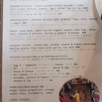 Food menu at Melbourne Coffee in Osaka