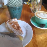 Swedish Apple Cake and Oatmilk Cappuccino at Café NiMo in Leipzig