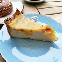 Vegan Cheesecake with a passionfruit (?) top at Café NiMo in Leipzig