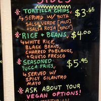 Sides board at Boca 31 in Denton