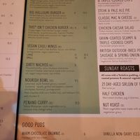 Vegan menu at North Star Ealing in West London