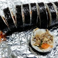 Bomulseom Kimbap with fried tofu (보물섬김밥) at Bomulseom Kimbap - 보물섬김밥 in Seoul