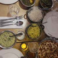 A selection of curries and rice  at Sagar Vegan & Vegetarian Restaurant - Covent Garden in London