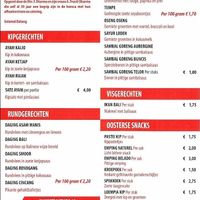 Menu at Terang Boelan in Haarlem