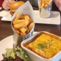 Vegan lasagne, chips, bean burger at Ownies Bar and Bistro in Carrickfergus