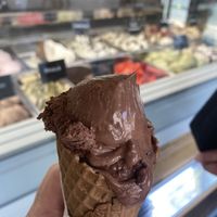 Vegan chocolate ice cream  at La Nocciola in Tirana