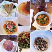 Supper Club for charity. Twice a year (January and… I think… July?) the supper club menu is vegan. $90 a ticket, 7 course dinner with wine pairings. Pic: Jan 2024 dinner.   at Pimiento Tea Room in Holly Springs