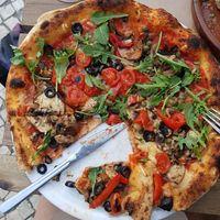 Mushroom pizzq at Pizzeria Pepe Verde in Ericeira