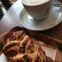 Vegan brioche and cappuccino  at Dada Caffe in Misano Adriatico