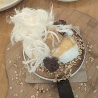 Photo doesn’t really do this delicious desert justice. Wispy bits are spun sugar    at Cataract on Paterson in Launceston