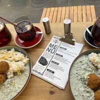 zucchini “meat”balls with tzaziki  at Mama Earth - Vegan Bistro in Gyor