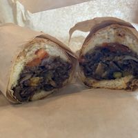 Mushroom chop with added onions & peppers.  at Ben & Esther's Vegan Jewish Deli in Portland