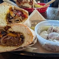 Philly cheese and potato salad at Ben & Esther's Vegan Jewish Deli in Portland