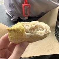 Knish insides   at Ben & Esther's Vegan Jewish Deli in Portland